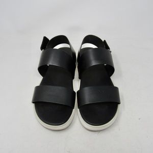 Vince Black Wide Strap Platform Sandals